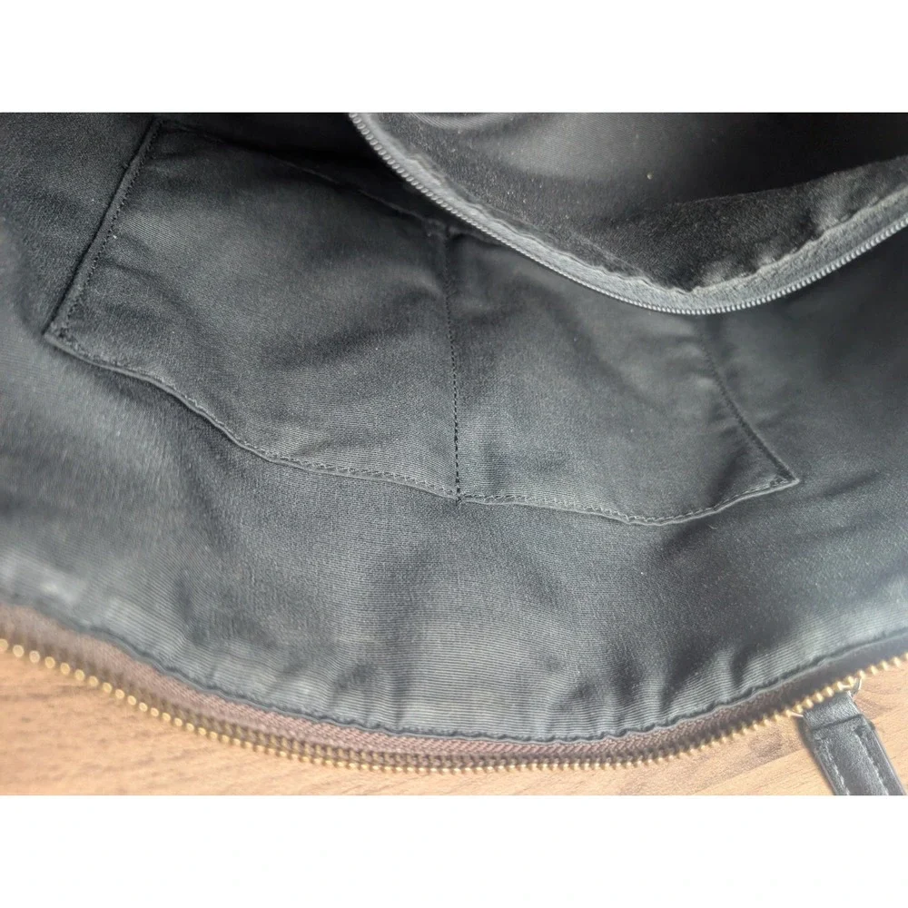 Coach Signature Zip Top Tote Bag Brown Black Canvas Leather Purse/Wallet F58318